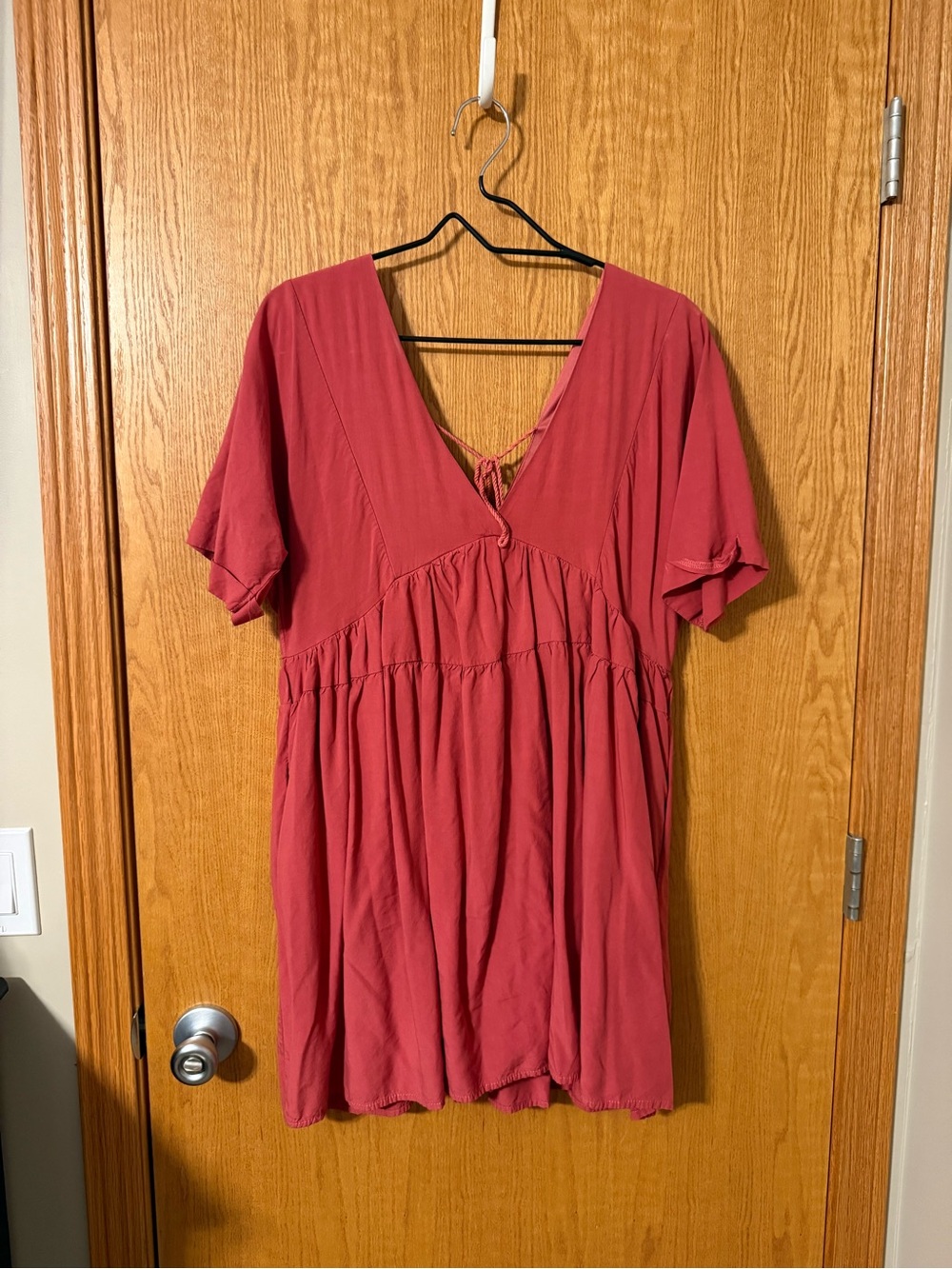 Women's Rose Pink V-Neck Tie-Back Dress